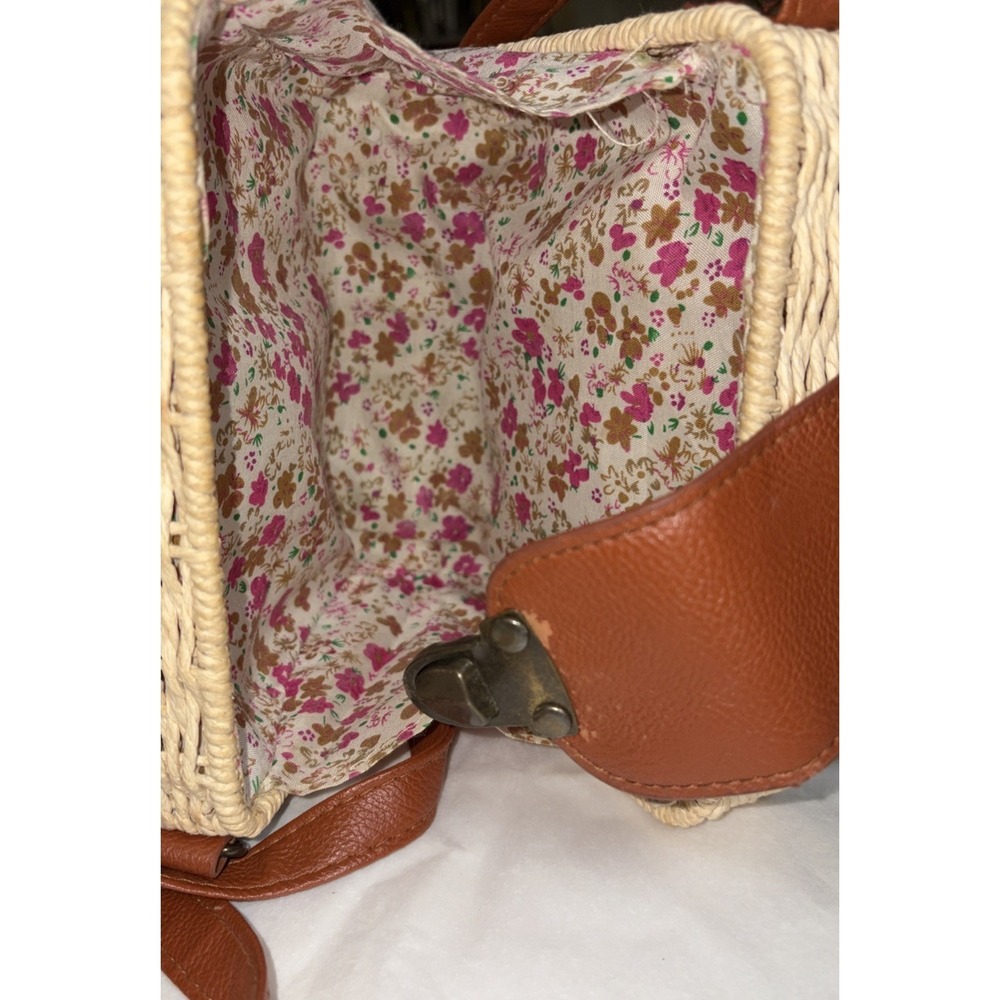 Hoxis Retro Straw Portable Small Box Woven Women's Adj. Cross Body Bag Shoulder - Picture 3 of 3
